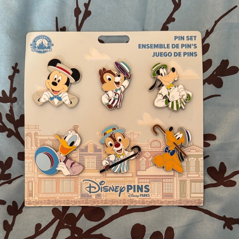 BNWT Disney Parks Main Street USA Mickey & Friends Dapper Dans Pin Set